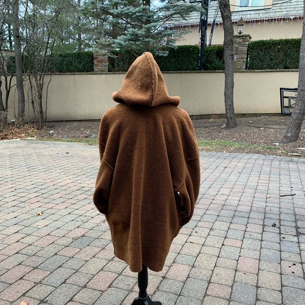NWOT Max Studio Hooded Faux Shearling Knit Jacket/Teddy Coat - Picture 6 of 16